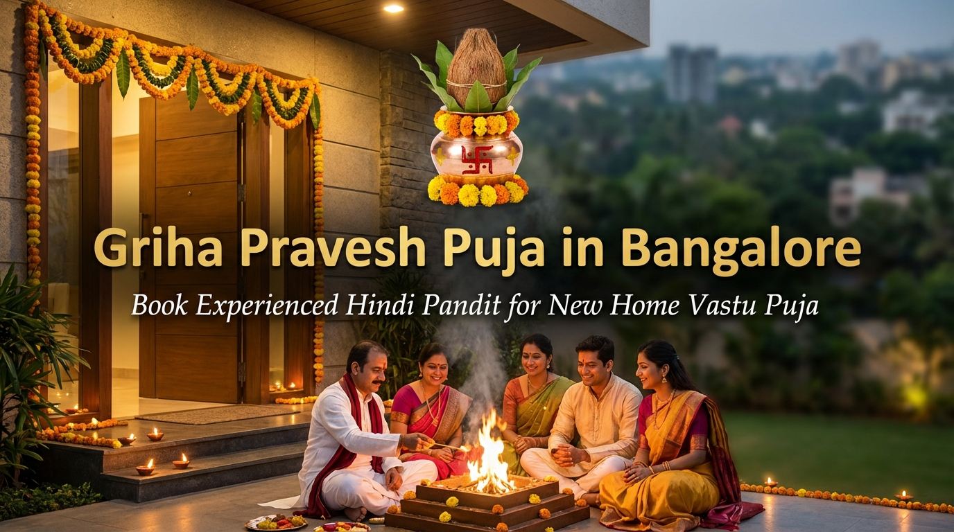 North Indian puja guide performing Griha Pravesh offerings