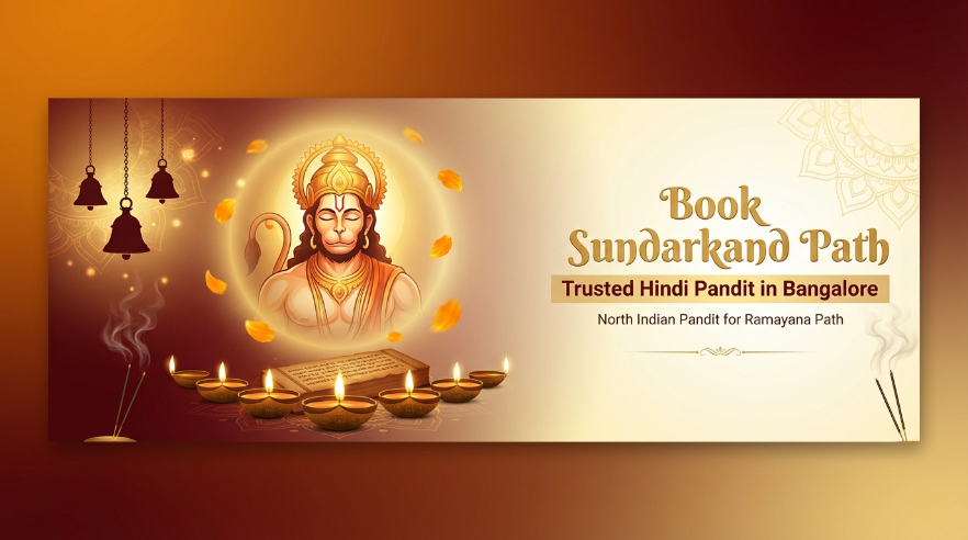 North Indian puja guide conducting Sundarkand Path